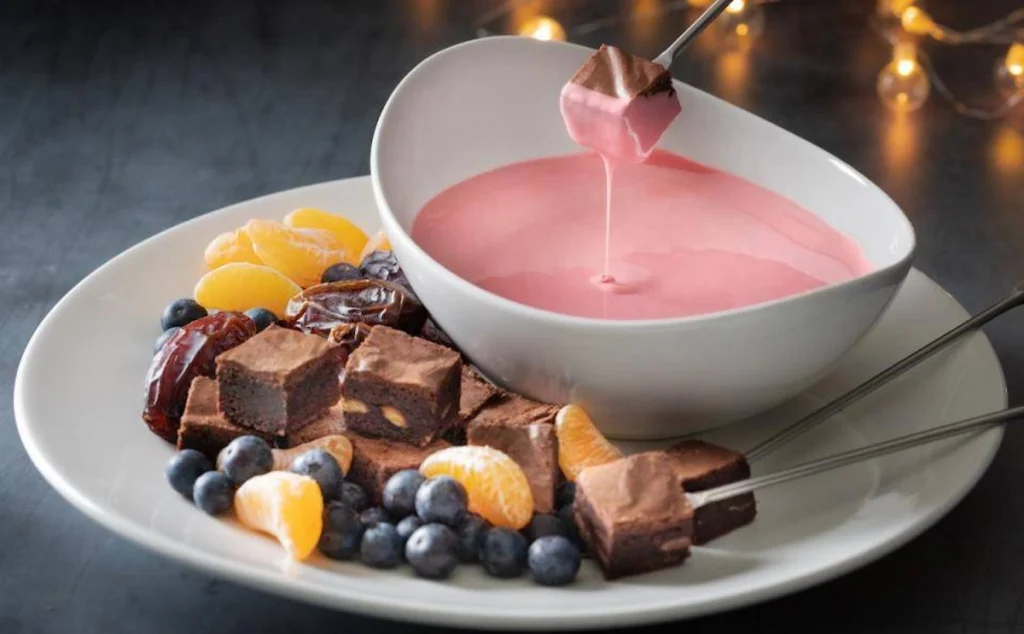 Rosa chokladfondue