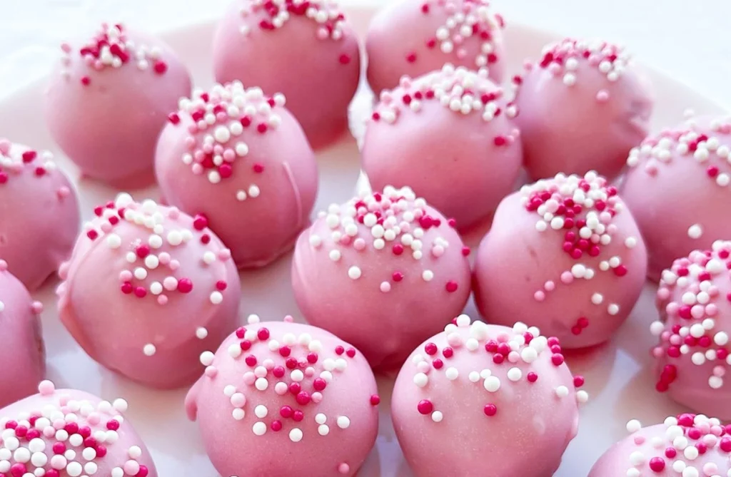 Rosa chokladtryfflar